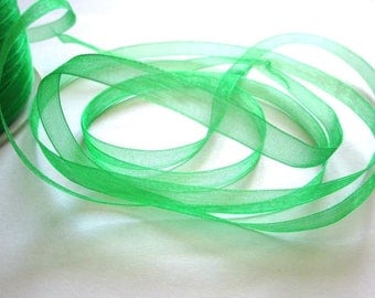 15 m 6mm Green organza Ribbon