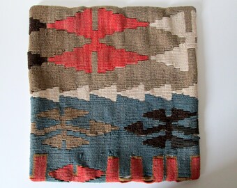 Kilim Pillow Cover / Woven Pillow Case / Removable / Zippered / 17 x 17 / Square Kilim Pillow / Boho / Jungalow / Ethnic / Travel / Turkey
