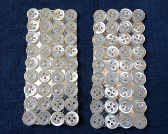Vintage French Mother of Pearl buttons on card - 36 buttons per card