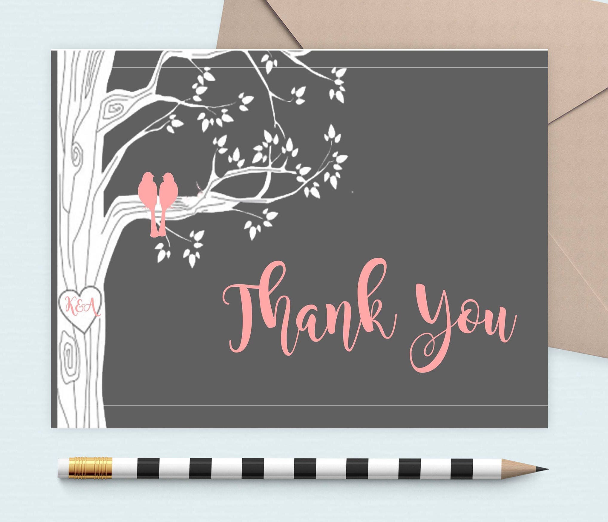 personalized love bird thank you cards thank you note cards thank you folded note - Personalized Folded Note Cards personalized love bird thank you cards thank you note cards thank you folded note - Personalized Folded Note Cards