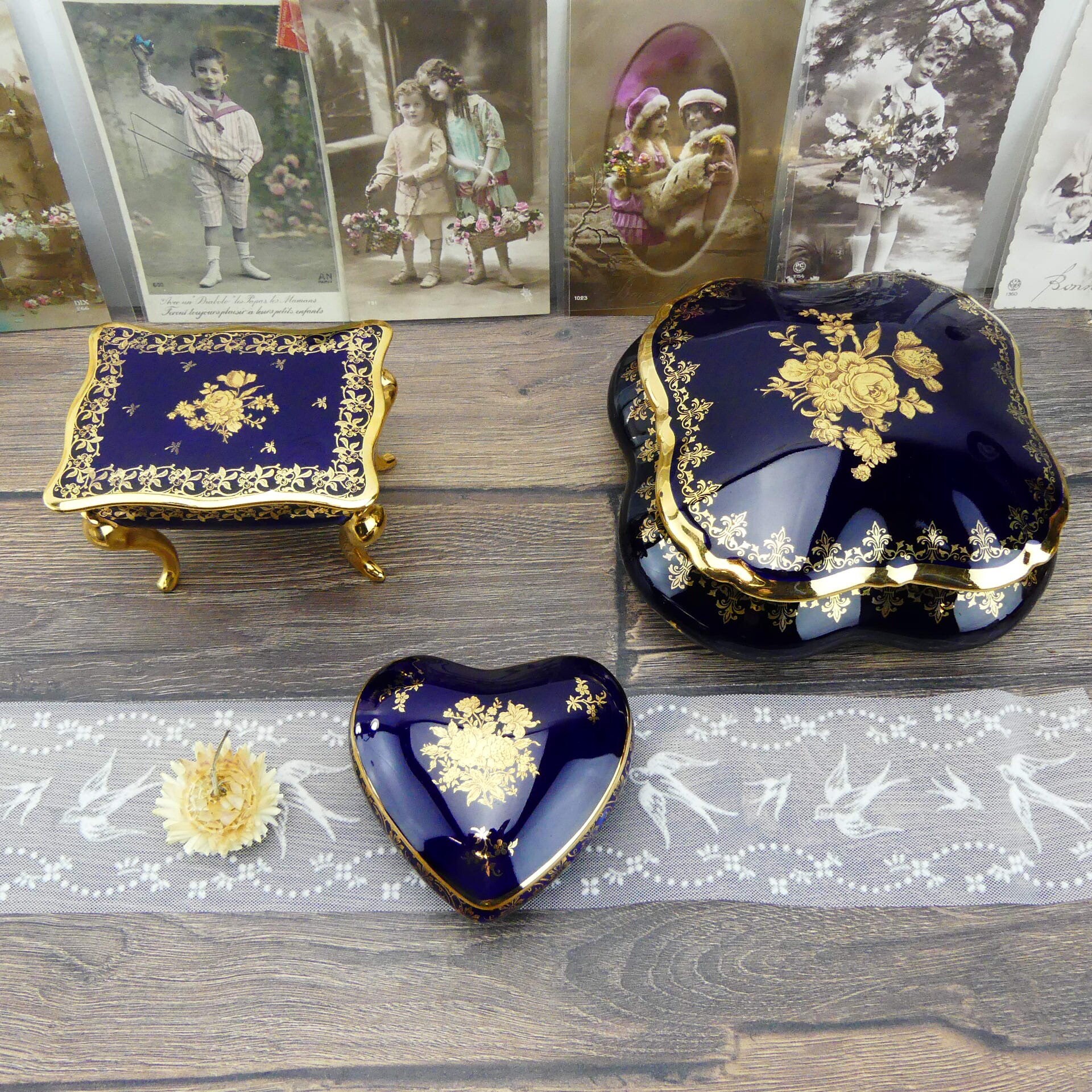 Limoges Pill box Porcelain Limoges Porcelain box French Pill box