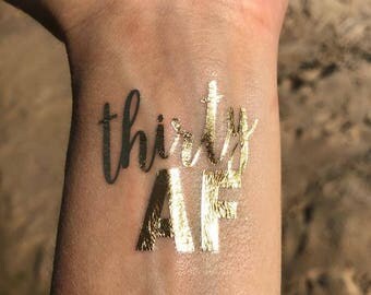 Thirty AF Tattoo, Dirty 30 Tattoo, Dirty Thirty, Gold Tattoos, Metallic Tattoos, Temporary Tattoo, Party Favor, 30th Birthday Tattoo