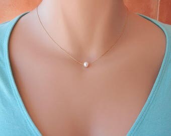 Bridesmaid gift necklace single pearl necklace gold bridesmaid necklace will you be my bridesmaid jewelry set gold rose gold pearl necklace