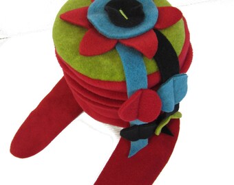 Hat chepka 18 / 36 M fleece red multicolor - Made in France