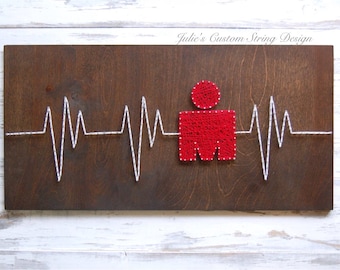 MADE TO ORDER Ironman Triathlon Heartbeat String Art Wood Sign