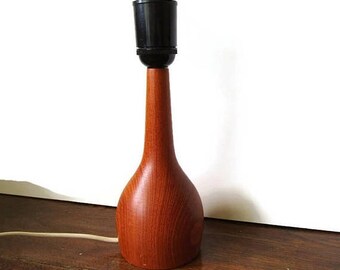 Vintage Teak Mid Century Table Lamp Mid Century Wood Lamp Danish Design Lamp 1950s 1960s Desk Lamp