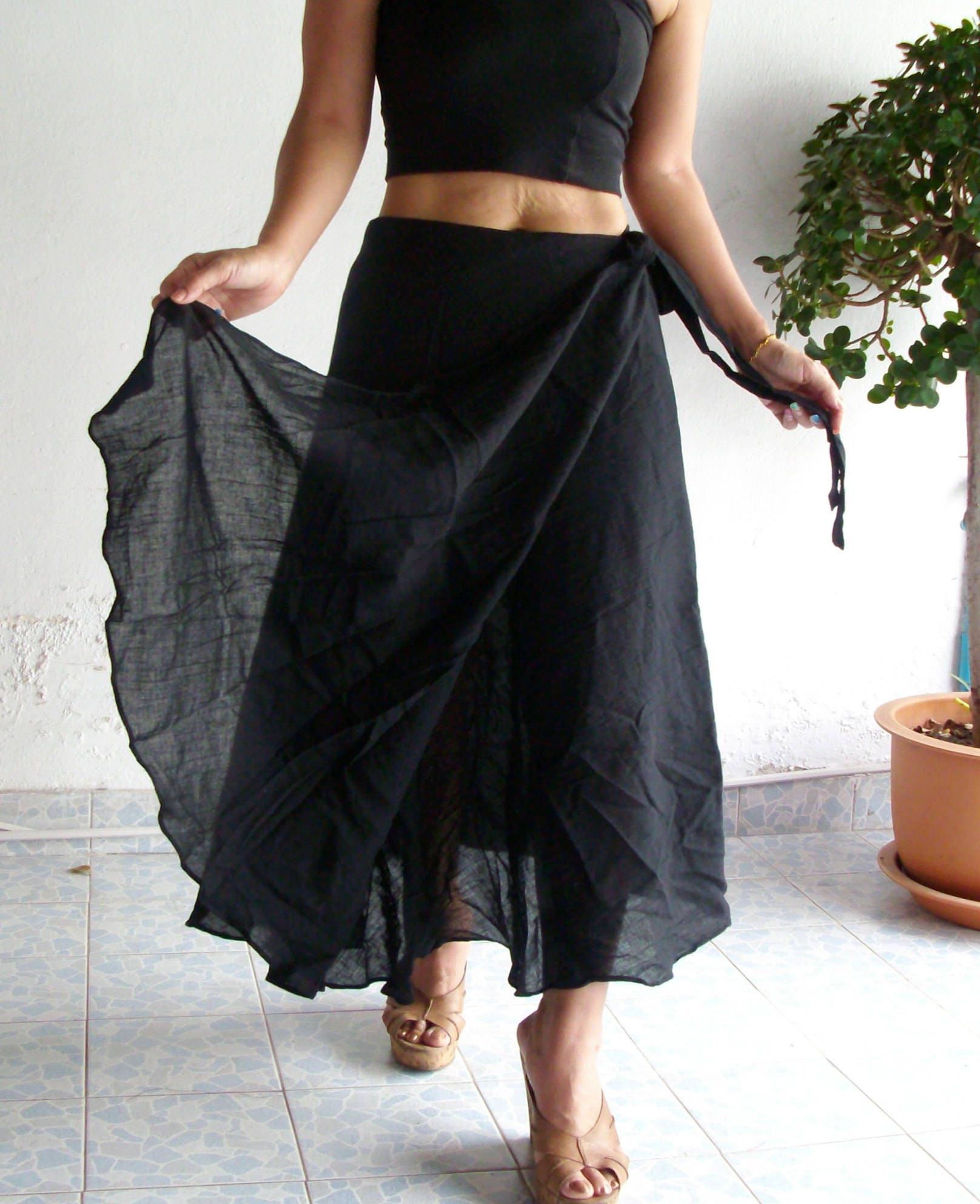 tie waist sarong skirt