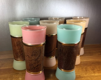 Siesta Ware Glass Tumblers with Wood Wraps 8pc