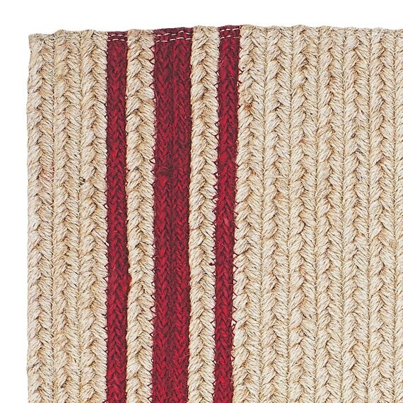 Farmhouse Red Striped Braided Jute Rug