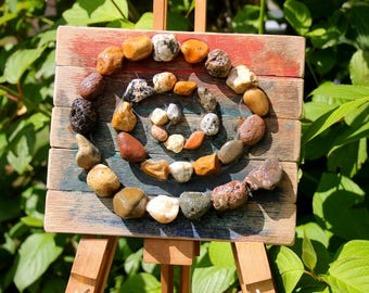 wall art driftwood and pebble sea swirl
