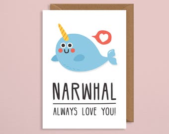 Lovely 15 Narwhal Valentine Card