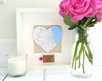 Heart Map Frame/Engagement Frame/Wedding Frame/Gifts for Couples/New Home Frame/Wedding Gift/Engagement Map Prints Frame/Couples Christmas