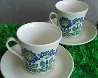 Figgjo Flint Norway Tea Cup and Plate "Tor Viking" Pattern. Designed by Turi Gramstad Oliver.