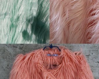 Pink Eco fur coat- Mongolian Lamb faux fur coat- exotic Faux fur jacket- pink Fashion fur coat- Shaggy Faux Fur jacket