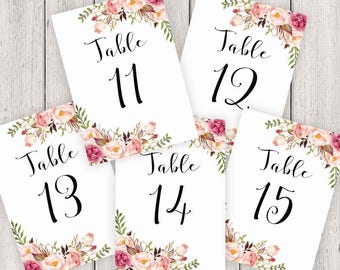 Wedding Table Numbers Printable, 5X7 Table Numbers Wedding #11-15, Instant Download, Table Numbers, Printable Table Numbers, Vintage, B120