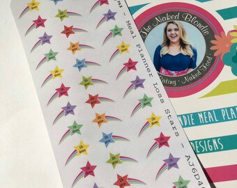 AJ6D404, Meal Planner Weight Loss Stars, Planner stickers.