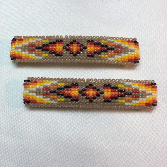 Items similar to Native American beaded barrettes. on Etsy