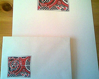 Letter writing set: "Red Warrior" (letterpaper and greeting cards)