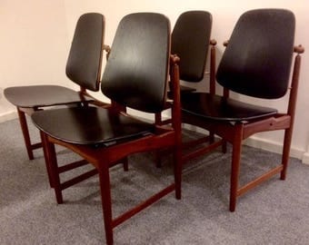 4 Danish Mid Century Arne Hovmand-Olsen Dining Chairs
