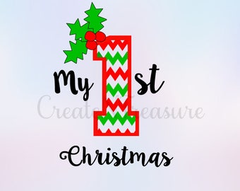 My 1st Christmas svg, First Christmas svg. cutting file for Silhouette and Cricut. Babys first Christmas svg, dxf, png.