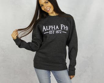 Alpha Phi Crewneck Sweatshirt in Charcoal Gray