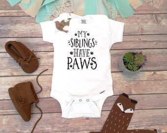 My Siblings Have Paws Onesie®, Pregnany Reveal Onesies, Pregnancy Announcement Onesie, Pregnancy Reveal Shirt, Dog Onesie, Fur Baby Bodysuit