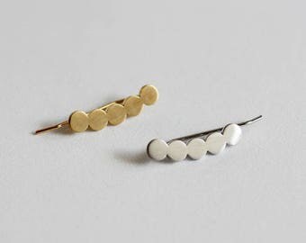 Row of Circles Ear Climbers / bubbles ear cuffs, dots ear climbers, row of circles ear crawlers, circle stud earrings / E1-60