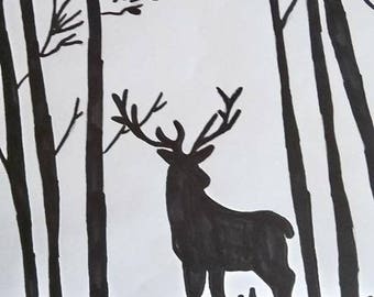 black and white deer design