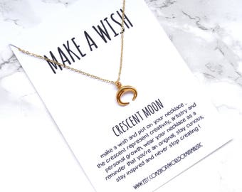 Crescent moon necklace, tusk hoorn necklace, dainty delicate moon necklace, minimalist simple moon necklace, gold thin moon necklace