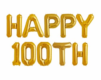 100 Years Loved Banner – Gold Glitzer, 15-teilig, Zum Aufhängen, Für 100. Geburtstagsparty-Dekoration