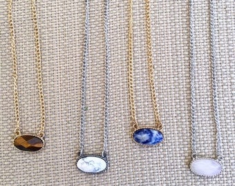 SolarEclipseSale Simplicity - Kendra Scott Style Inspo - Tiger Eye. Howlite. Sodalite. Rose Quartz. Clear Quartz. Red Jasper. Dyed Howlite.