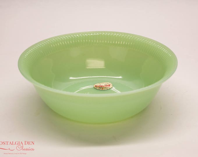 Vintage Fire King Jane Ray Jade-Ite | 8.25''Round Vegetable Serving Bowl | With Label