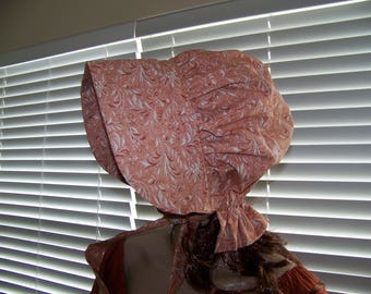 womens ladies pioneer bonnet sun bonnet reeanctment costume rust whisper