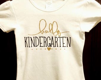 Hello Kindergarten shirt, Back to School Top, First day of school shirt, Hello Kindergarten tshirt, 1st day of school tee, girls shirt