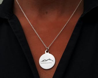 Mountains are calling and I must go necklace, Mountain necklace, Mountain range, Gift for hiker, hiking jewelry, Wanderlust jewelry, calling