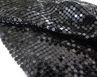 square metal mesh fabric small black sequins