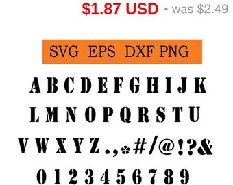 Sale 25% - Stencil Font in SVG / Eps / Dxf / Jpg files INSTANT DOWNLOAD!