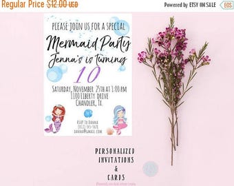 25% OFF SALE- DIGITAL Invitation Mermaid Birthday Invitation,Mermaid Invitation Birthday Party Under the Sea Girls Birthday Mermaid Party Me