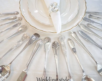 Mismatched flatware, flatware se, silverware set, flatware set, flatware service for 4 up to 300, wedding silverware, mix and match