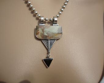 Vintage Artistan Artist Sterling Silver 925 Modernist Pendant Necklace 73117X