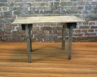 Dollhouse miniature furniture in twelfth scale or 1:12 scale. Rustic table. Item #370.