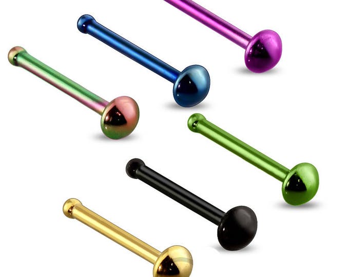Vibrant Colored Titanium IP over 316L Surgical Steel Dome Nose Bone - Ball End