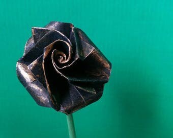 Small pink black color with leaves in real Origami (F_021)