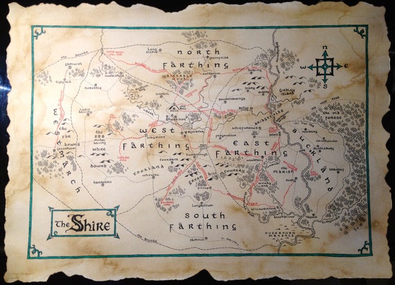 Map Of The Shire Poster The Hobbit and The Lord of the Rings