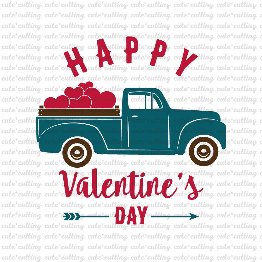 Free Valentines Day Truck Svg - Layered SVG Cut File