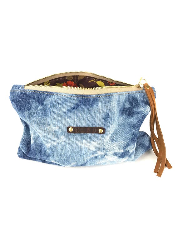 Makeup bag cosmetic bag makeup pouch denim denim makeup