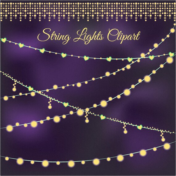 Sale 30% Hearts clipart string lights clip art sparkling