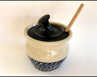 Honey Pot, Honey Jar, Ceramic Honey Jar, Pottery Honey Jar, Sugar Bowl, Honey Keeper, Honey Dipper, Foodie Gift, Honey