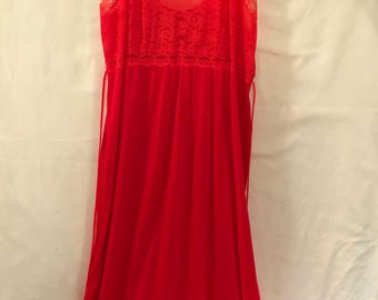 Vintage red Negligee gown and sheer Negligee long wrap