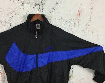 Sale 25% Vintage Rare 90s Nike Swoosh Big Logo Windbreaker Bomber Jacket Size L Grey Tag UsA